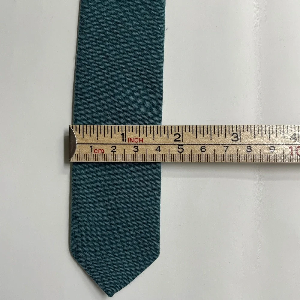 VTG Bonjour Forest Green Skinny Necktie Solid Woven Matte Academic Chic USA Made